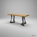 white oak, live edge, metal legs, one-of-a-kind, clear coat, Salvaged live edge white oak bench with minimalistic metal legs